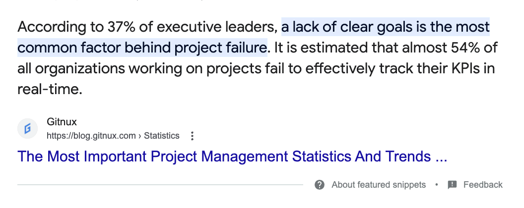 lack of clear goals leads to project failure